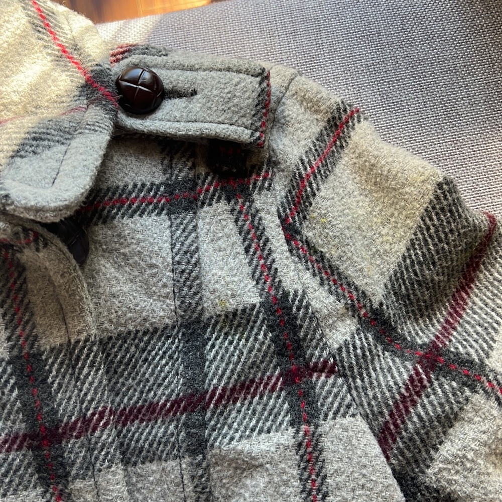 American Eagle Outfitters Grey Plaid Pea Coat - Picture 5 of 6